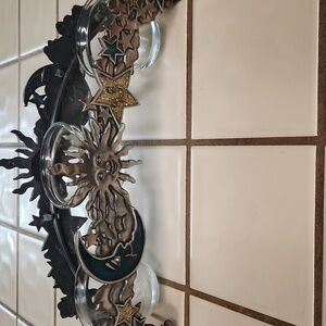 Spoontiques Vintage Pewter Celestial Sun & Moon Votive Candle Holder